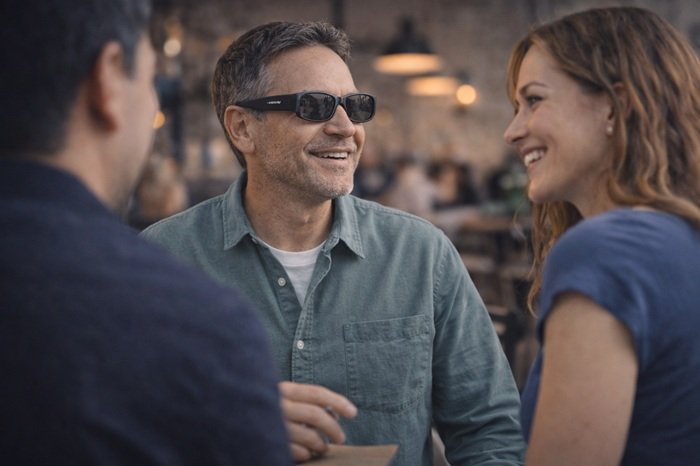 Blind user engaging socially